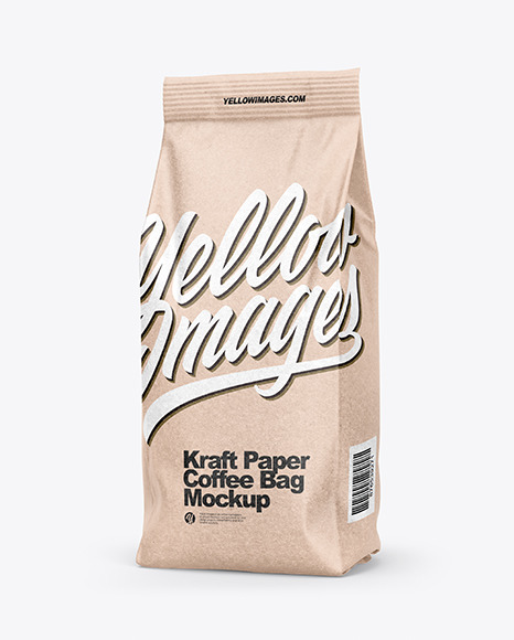 Kraft Coffee Bag Mockup Half Side View In Bag Sack Mockups On Yellow Images Object Mockups