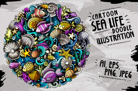Cartoon doodles Sea Life Illustration