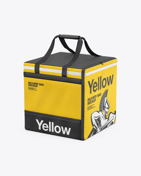 Leatherette Delivery Bag Mockup in Bag & Sack Mockups on Yellow Images Object Mockups