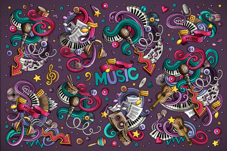 Music Doodle Vector Designs Set
