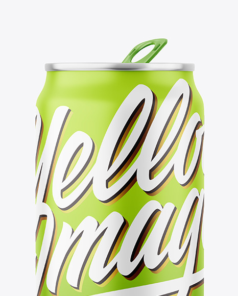 Metallic Drink Can With Matte Finish Mockup PSD #1