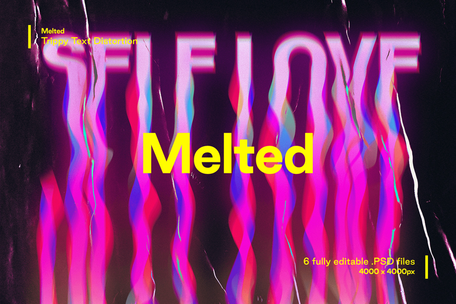 Download Melted Trippy Text Distortions In Lettering On Yellow Images Creative Store