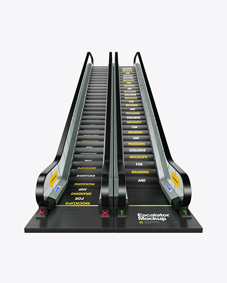 Download Double Escalator Mockup in Indoor Advertising Mockups on Yellow Images Object Mockups