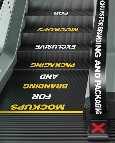 Download Double Escalator Mockup In Indoor Advertising Mockups On Yellow Images Object Mockups PSD Mockup Templates
