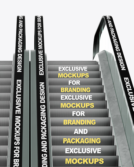 Download Double Escalator Mockup In Indoor Advertising Mockups On Yellow Images Object Mockups PSD Mockup Templates