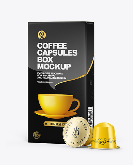 Coffee Capsules & Paper Box Mockup