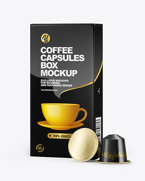 Download Coffee Capsules Paper Box Mockup In Box Mockups On Yellow Images Object Mockups PSD Mockup Templates