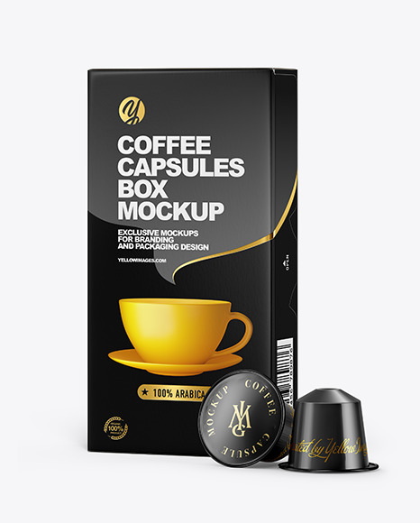 Download Coffee Capsules Paper Box Mockup In Box Mockups On Yellow Images Object Mockups PSD Mockup Templates