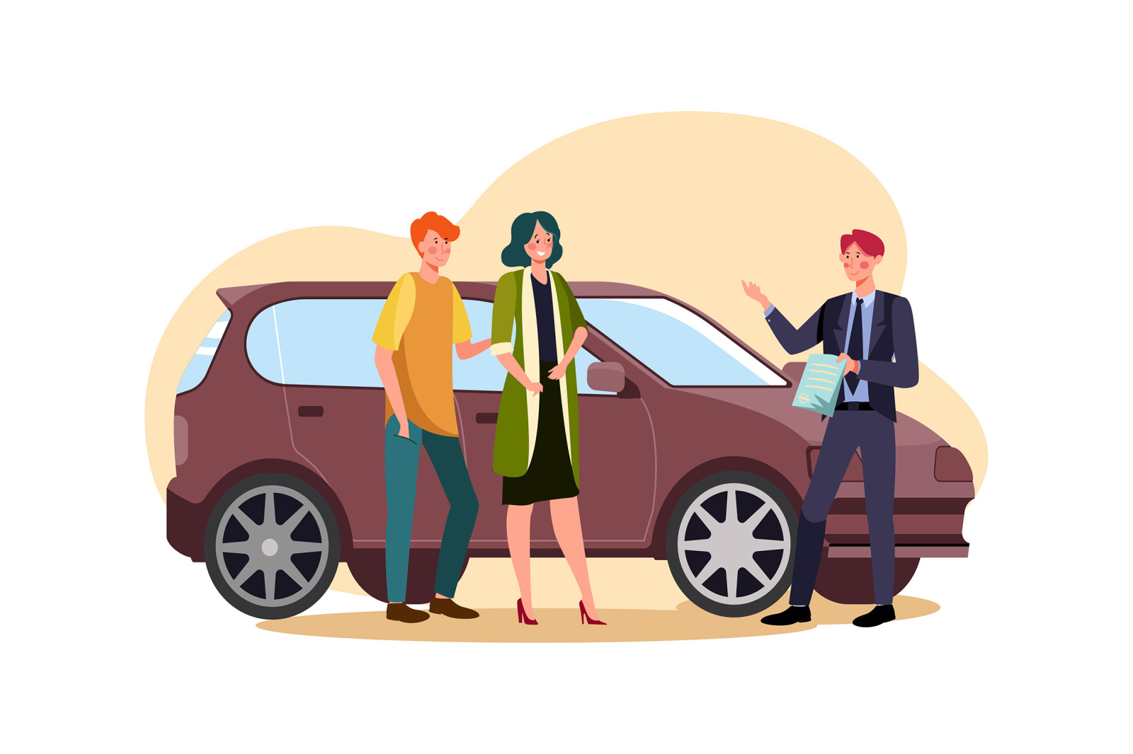 M129_Car Dealership Illustrations on Yellow Images Creative Store