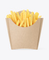 Kraft Paper Medium Size French Fries Packaging Mockup - Front View