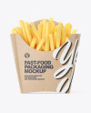 Kraft Paper Medium Size French Fries Packaging Mockup - Front View