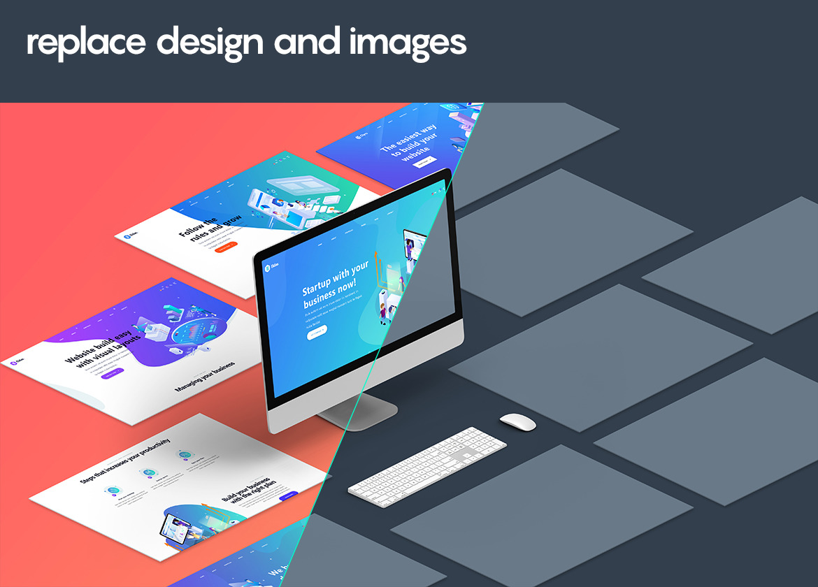 Isometric Website Mockup 3.0 in Device Mockups on Yellow ...