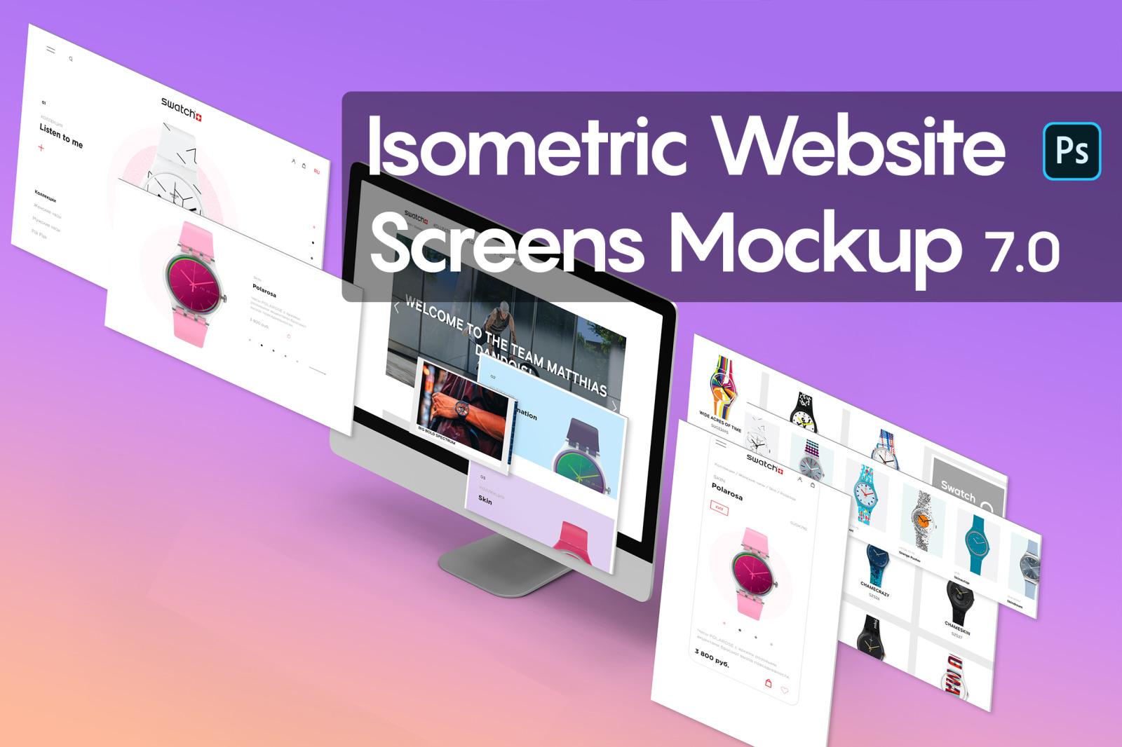 Download Isometric Website Mockup 8 0 In Device Mockups On Yellow Images Creative Store