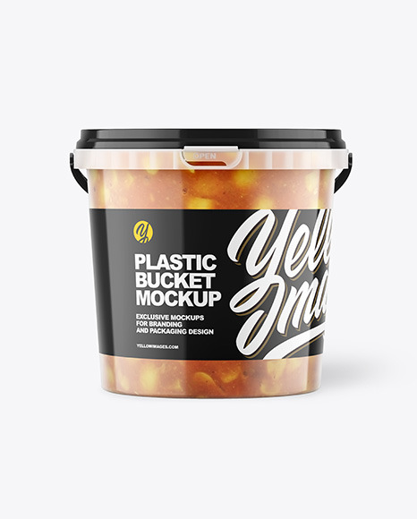 Plastic Bucket with Sauce Mockup