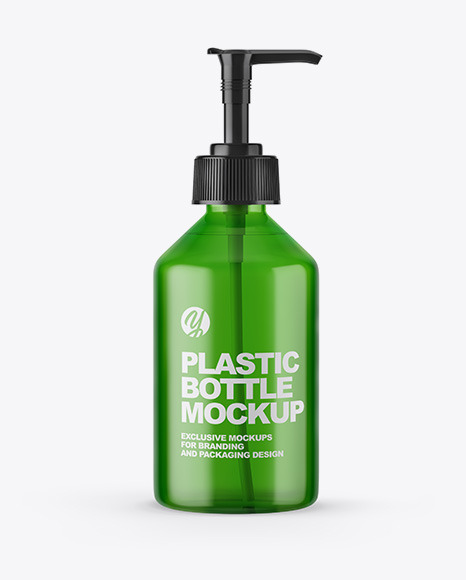 Blue Cosmetic Bottle with Pump Mockup