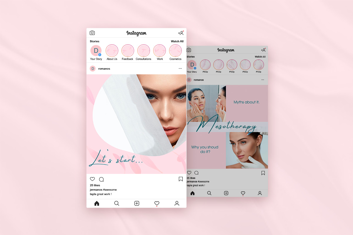 Download 40 Beauty Pink Instagram Canva Tempates Rosy Post Stories Highlights In Social Media Templates On Yellow Images Creative Store PSD Mockup Templates