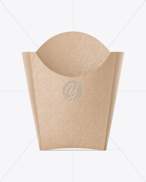 Download Kraft Paper French Fries Large Size Packaging Mockup Front View In Box Mockups On Yellow Images Object Mockups