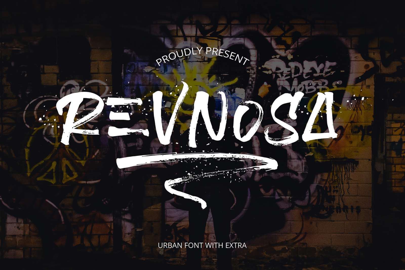 Revnosa Urban Brush Font In Fonts On Yellow Images Creative Store