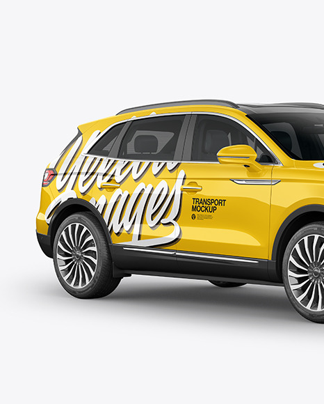 Crossover Suv Mockup Halfside View In Vehicle Mockups On Yellow Images Object Mockups
