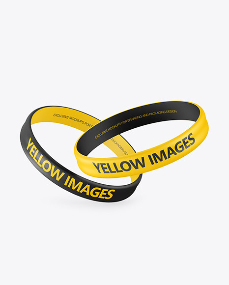 Two Matte Silicone Wristbands Mockup In Stationery Mockups On Yellow Images Object Mockups