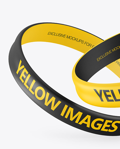 Two Matte Silicone Wristbands Mockup PSD #4