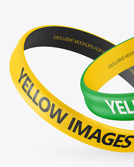 Download Two Matte Silicone Wristbands Mockup In Stationery Mockups On Yellow Images Object Mockups