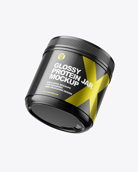 Download Glossy Protein Jar Mockup In Jar Mockups On Yellow Images Object Mockups PSD Mockup Templates