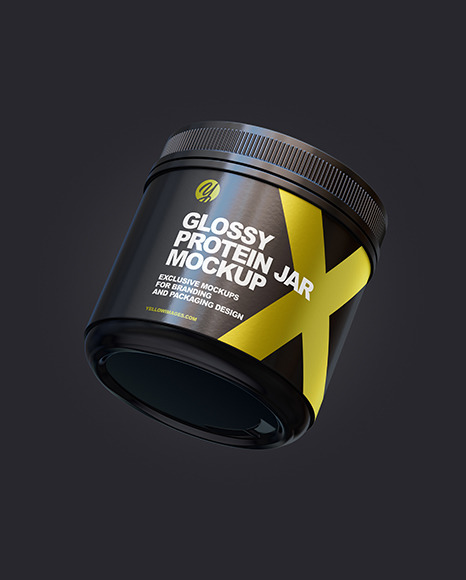 Download Glossy Protein Jar Mockup In Jar Mockups On Yellow Images Object Mockups PSD Mockup Templates