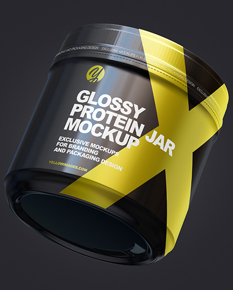 Glossy Protein Jar Mockup In Jar Mockups On Yellow Images Object Mockups