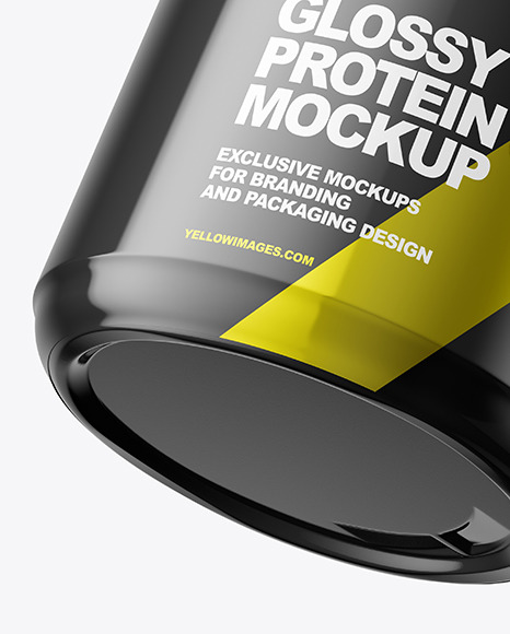 Download Glossy Protein Jar Mockup In Jar Mockups On Yellow Images Object Mockups PSD Mockup Templates