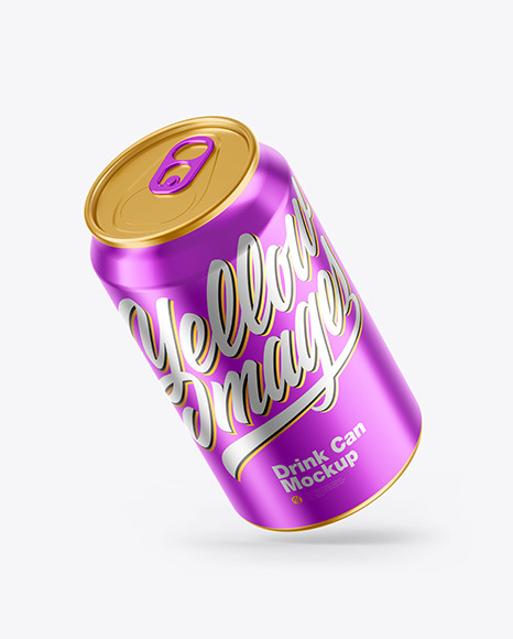 Glossy Metallic Drink Can Mockup PSD #2