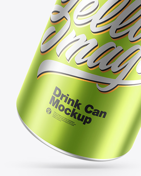 Glossy Metallic Drink Can Mockup PSD #6