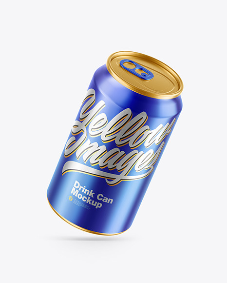 Glossy Metallic Drink Can Mockup PSD #2