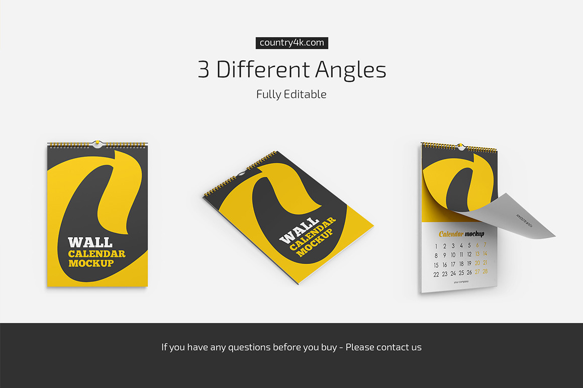 Download Wall Calendar V01 Mockup Set In Stationery Mockups On Yellow Images Creative Store PSD Mockup Templates