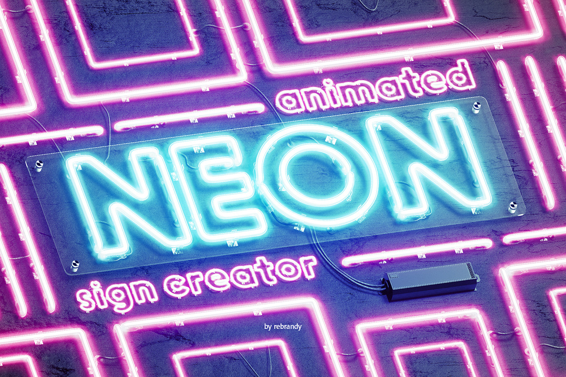 Download Neon Animated Sign Creator In Graphics On Yellow Images Creative Store