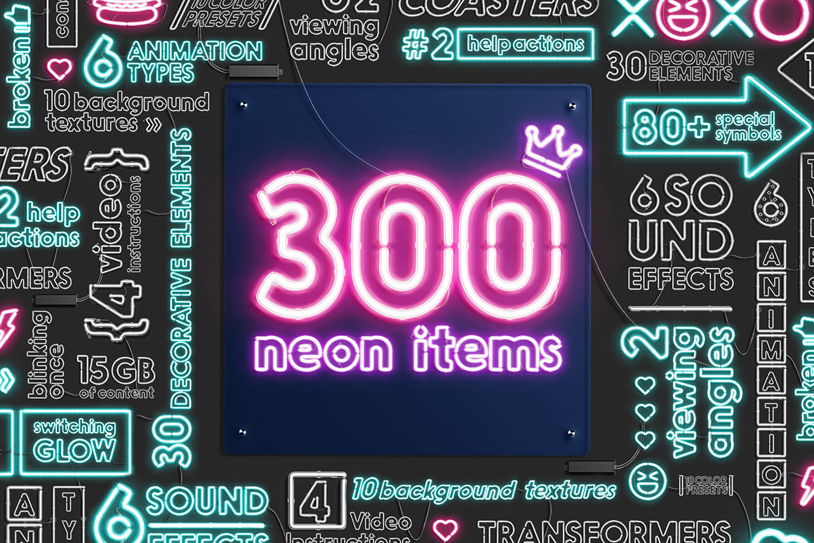 Neon Animated Sign Creator on Yellow Images Creative Store