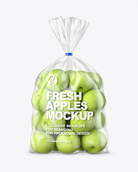 Download Plastic Bag With Green Apples Mockup In Bag Sack Mockups On Yellow Images Object Mockups Yellowimages Mockups