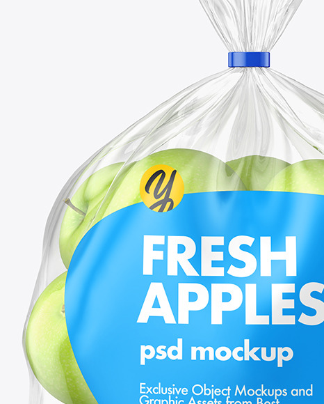 Download Plastic Bag With Green Apples Mockup In Bag Sack Mockups On Yellow Images Object Mockups PSD Mockup Templates