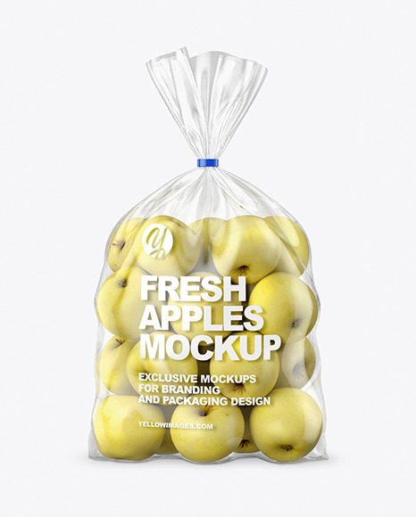 Download Plastic Bag With Yellow Apples Mockup In Bag Sack Mockups On Yellow Images Object Mockups Yellowimages Mockups