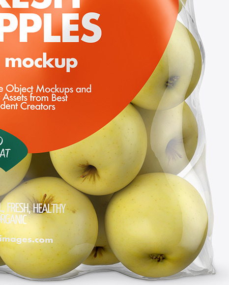 Download Plastic Bag With Yellow Apples Mockup In Bag Sack Mockups On Yellow Images Object Mockups PSD Mockup Templates