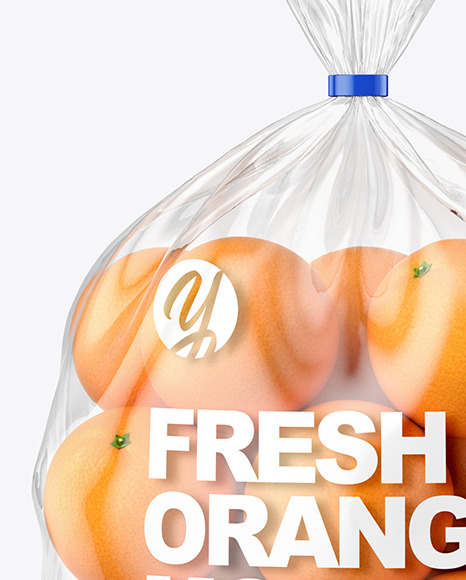 Plastic Bag with Oranges Mockup PSD #1