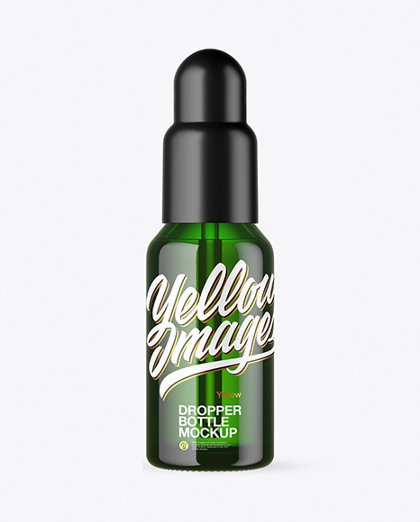 Green Glass Dropper Bottle Mockup PSD #1