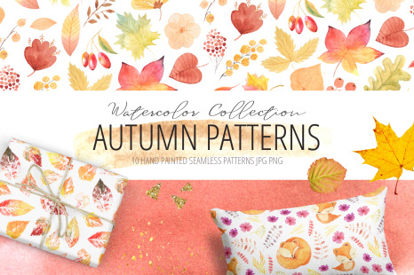 Watercolor Autumn Patterns Set
