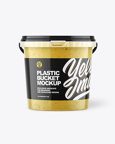 Plastic Bucket with Sauce Mockup