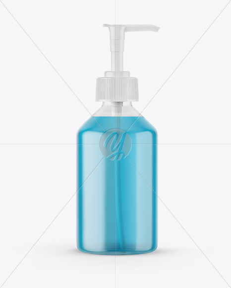 Download Blue Cosmetic Bottle With Pump Mockup In Bottle Mockups On Yellow Images Object Mockups PSD Mockup Templates