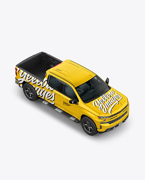 Full-Size Pickup Truck Mockup - Half Side View (High-Angle Shot) on