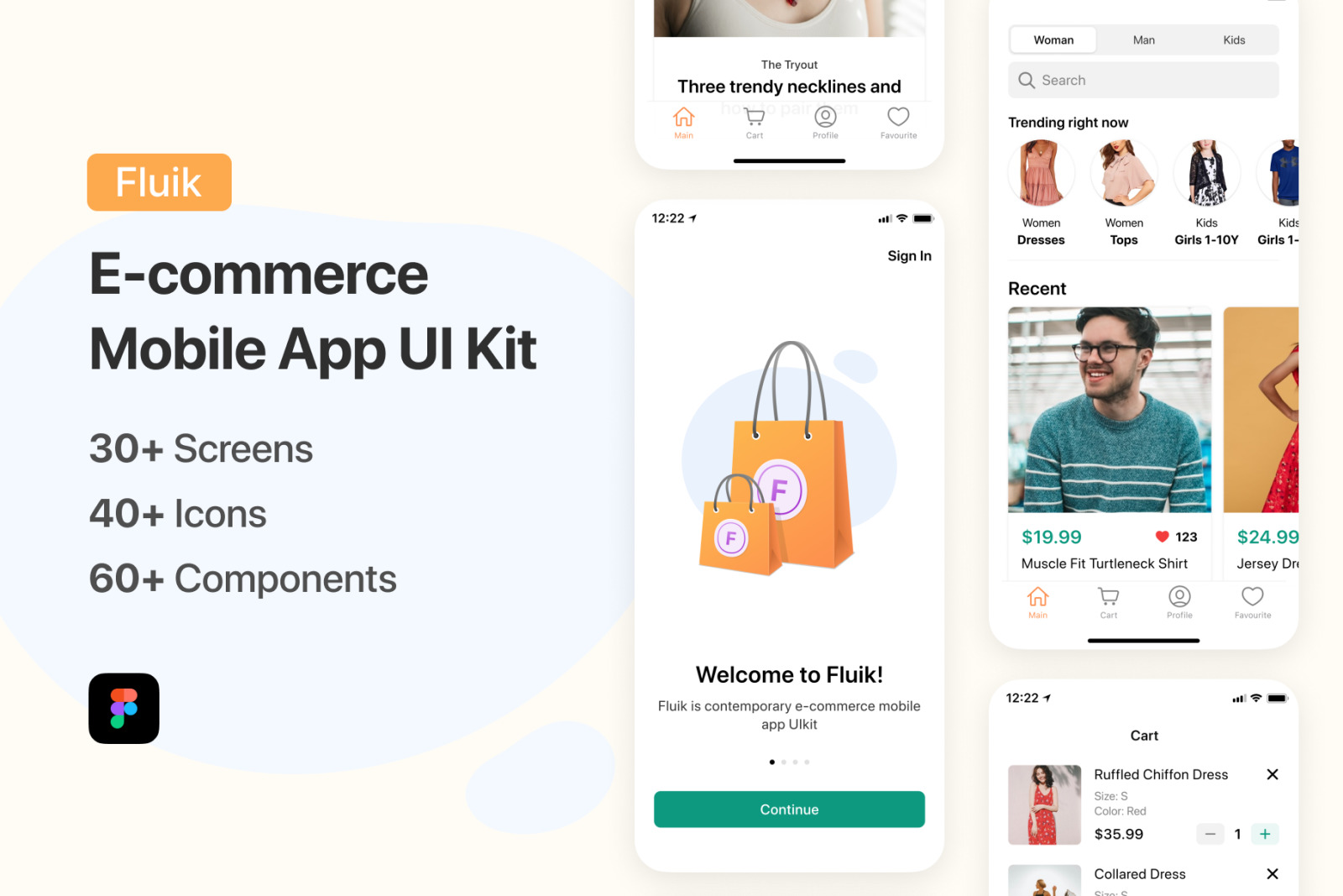 Download Fluik E Commerce App Ui Kit In Ux Ui Kits On Yellow Images Creative Store PSD Mockup Templates