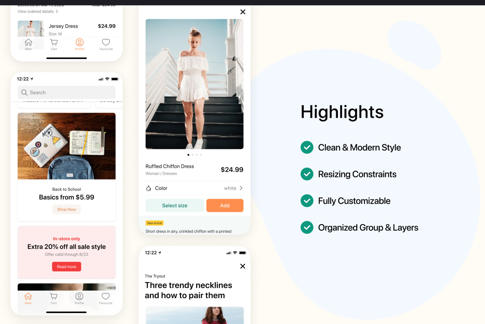 Download Fluik E Commerce App Ui Kit In Ux Ui Kits On Yellow Images Creative Store PSD Mockup Templates