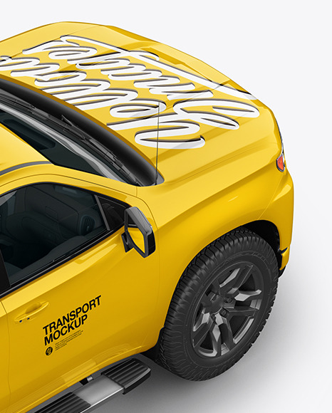 Download Full Size Pickup Truck Mockup Back Half Side View High Angle Shot In Vehicle Mockups On Yellow Images Object Mockups PSD Mockup Templates