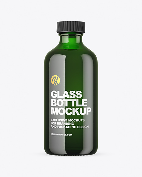 Green Glass Bottle Mockup PSD #2